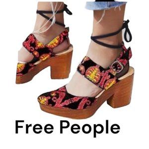 Free people Monaco Clog black yellow sandals shoes pumps ankle strap